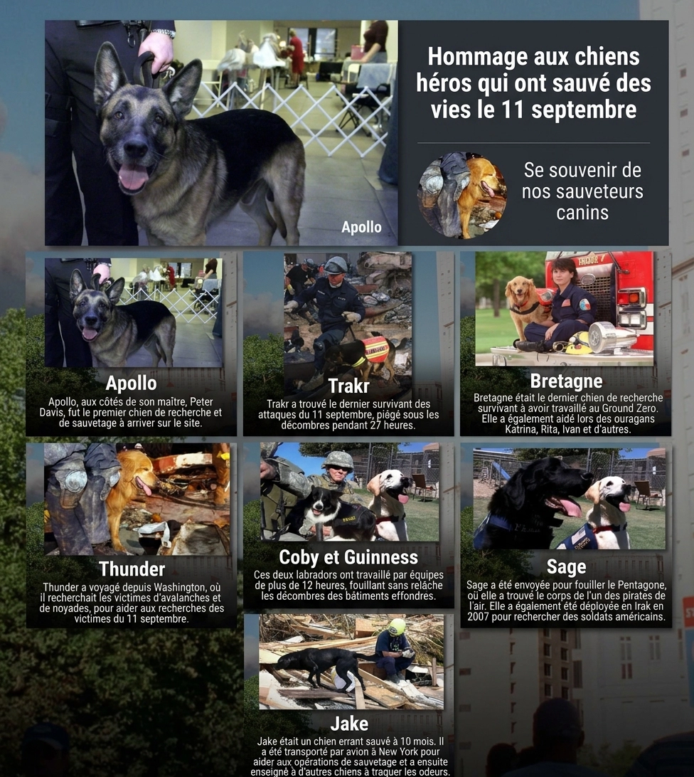 Les chiens héros du 11 septembre 2001 : leur courage à Ground Zero