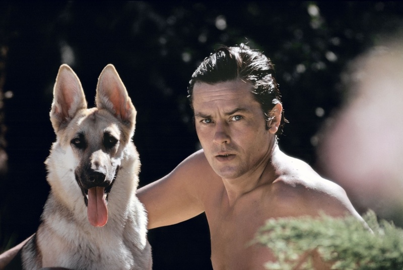 Alain Delon et son chien de berger allemand
