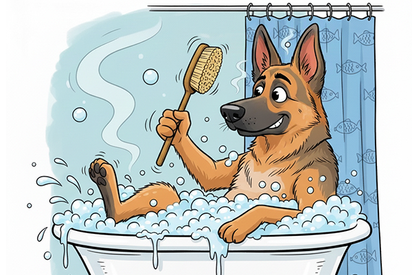 Douche du berger allemand : quand et combien de fois par an ?