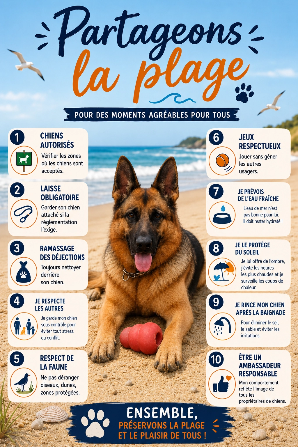 Les 10 commandements du chien à la plage : le guide du maître responsable