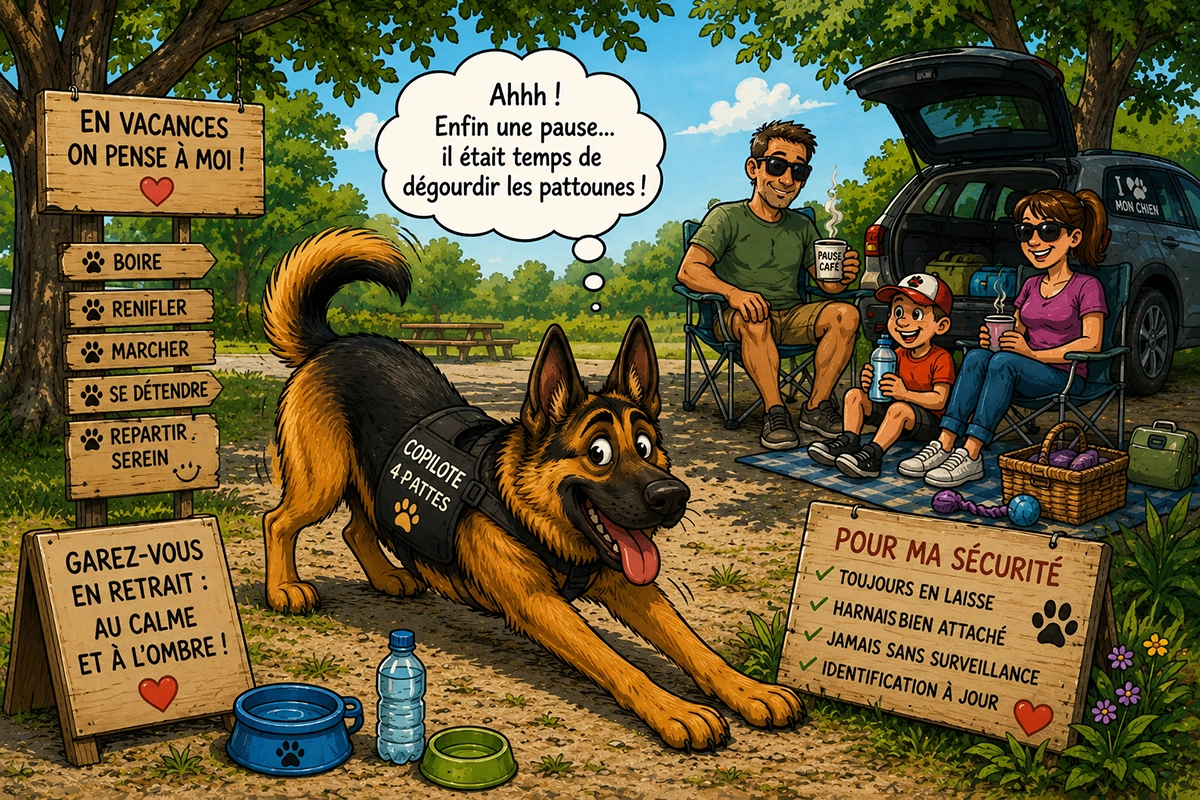 La pause sur la route des vacances : pour les chiens aussi !
